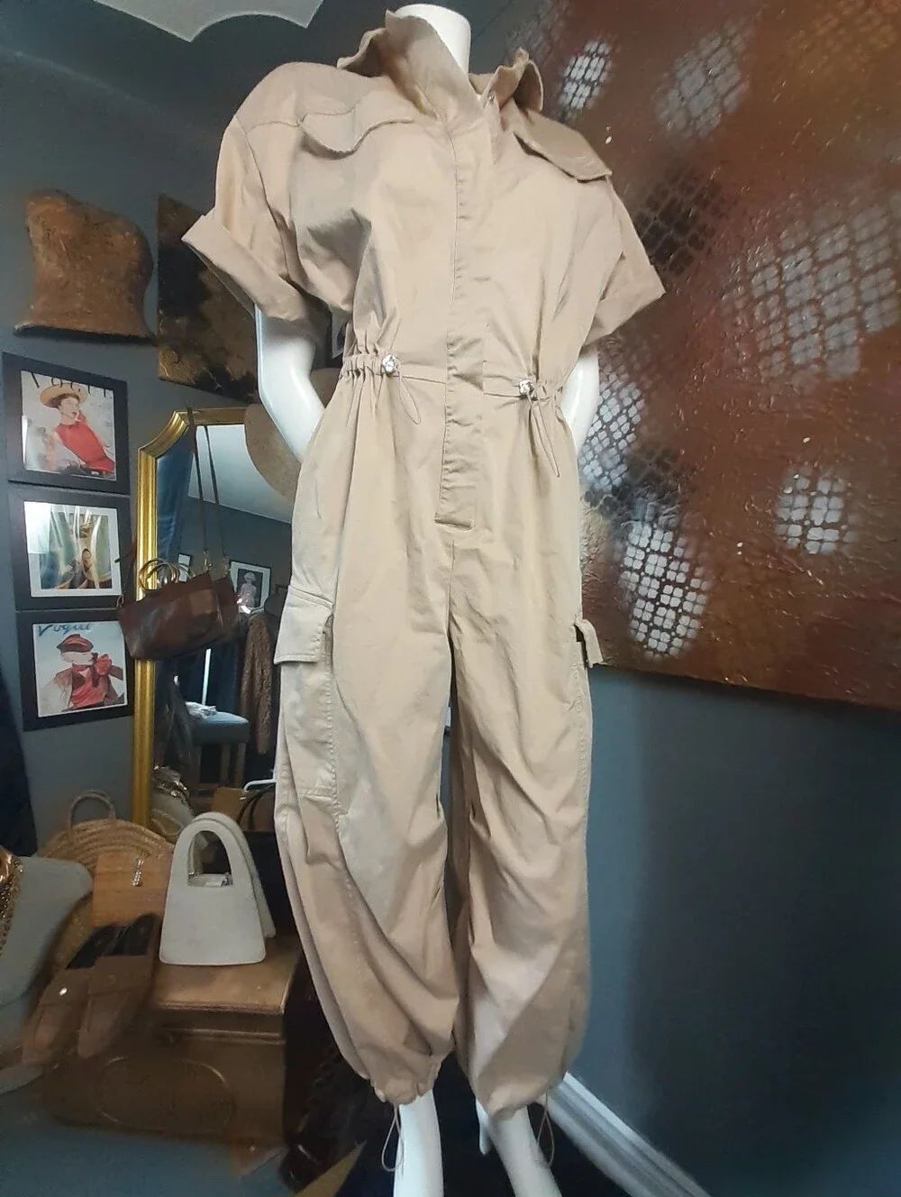 Zara Beige Jumpsuit - Women's Cargo Style